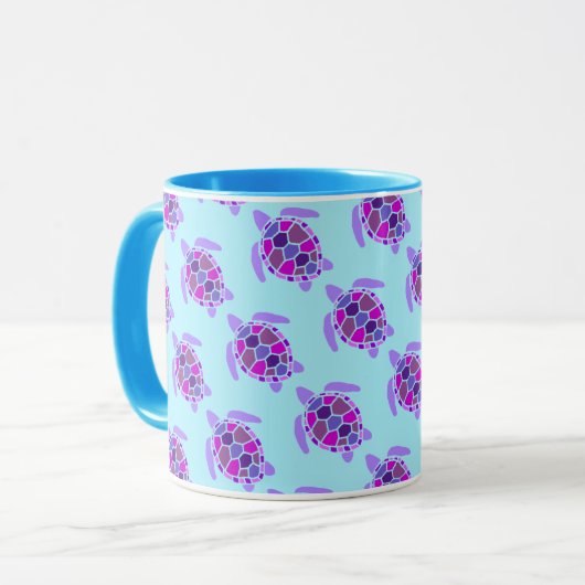 Mug Motif de tortue de mer rose et violet (Devant gauche)