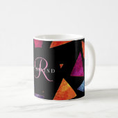 Mug Motif de triangles colorés élégant Monogramme (Devant droit)