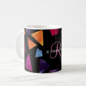 Mug Motif de triangles colorés élégant Monogramme (Devant gauche)
