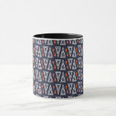 Mug Motif de triangles géométriques bleu foncé et roug (Centre)