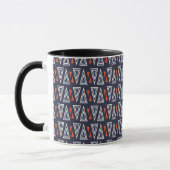 Mug Motif de triangles géométriques bleu foncé et roug (Gauche)