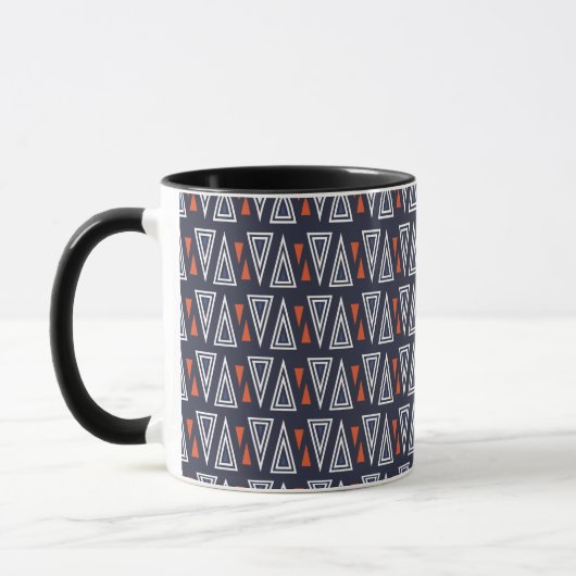 Mug Motif de triangles géométriques bleu foncé et roug (Gauche)