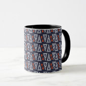 Mug Motif de triangles géométriques bleu foncé et roug (Devant droit)