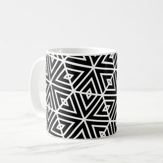 Mug Motif de triangles noir Hexagon blanc (Devant gauche)