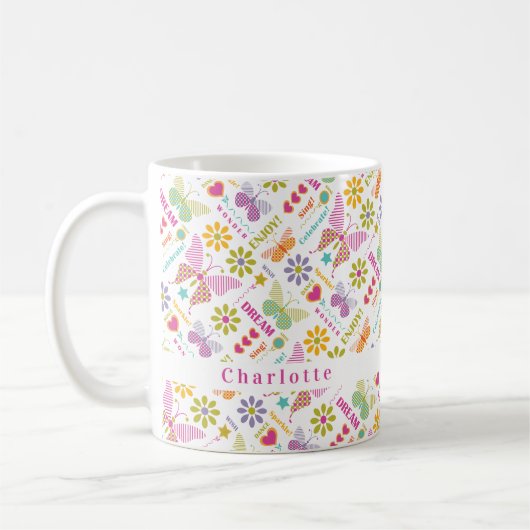 Mug Motif de typographie de papillon moderne (Gauche)