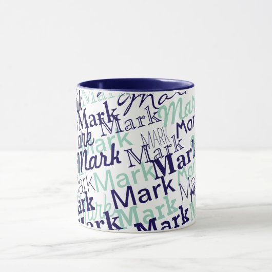 Mug Motif de typographie de prénom moderne bleu (Centre)
