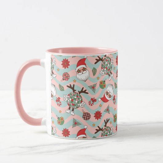 Mug Motif de vacances Disco Père Noël et Reindeer (Gauche)
