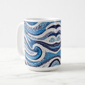 Mug Motif de vague bleu blanc 05 (Devant gauche)