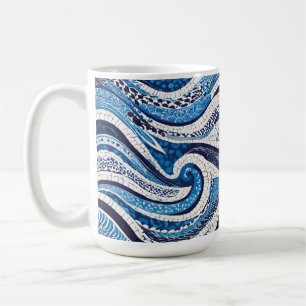 Mug Motif de vague bleu blanc 05