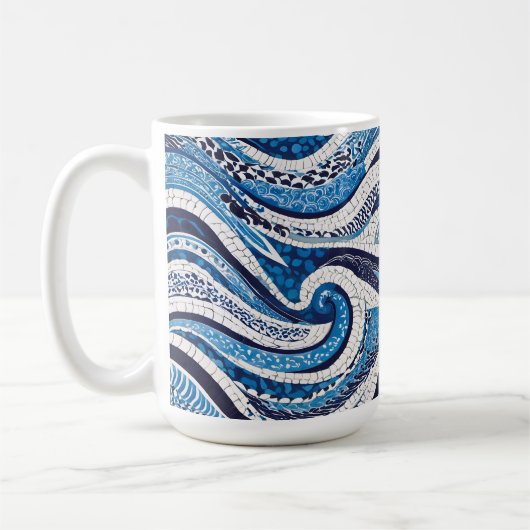 Mug Motif de vague bleu blanc 05 (Gauche)