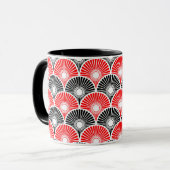 Mug Motif de vague en demi-cercle chinois rouge et noi (Devant gauche)