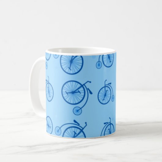 Mug Motif de vélo rétro dans des tons bleus (Devant gauche)