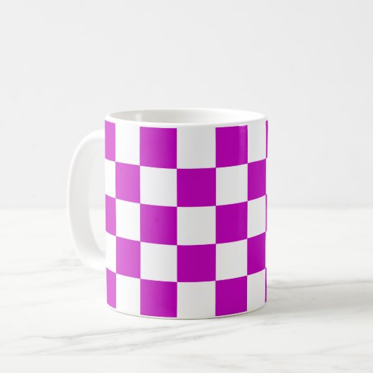 Mug Motif de vérification À damiers blanc violet (Devant gauche)