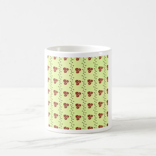 Mug Motif de vigne florale rouge sur fond vert clair
