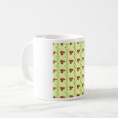 Mug Motif de vigne florale rouge sur fond vert clair (Devant gauche)