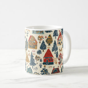 Mug Motif de village de Noël en bois de Navy Rouge