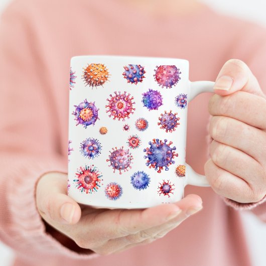 Mug Motif de virus bactérien à l'aquarelle