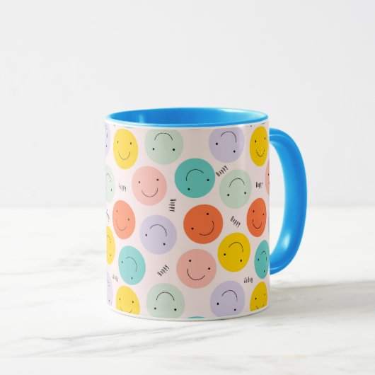 Mug Motif de visage joyeux souriant coloré (Devant droit)