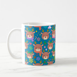 Mug Motif de visages de rennes Kawaii