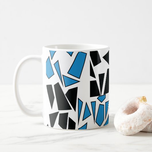 Mug Motif de vitrail teinté bleu noir (Avec donut)