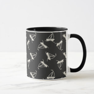 Mug Motif de voilier de griffonnage