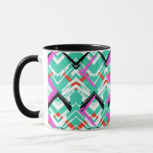 Mug Motif de zigzag turquoise tiré par la main