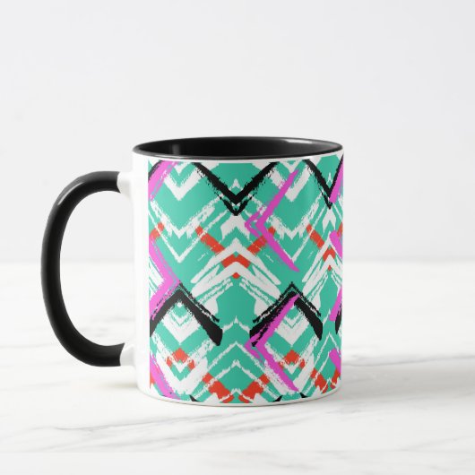 Mug Motif de zigzag turquoise tiré par la main (Gauche)