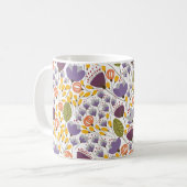 Mug Motif décoratif floral violet et jaune (Devant gauche)