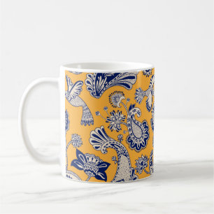 Mug Motif décoratif vintage sans soudure avec oiseaux