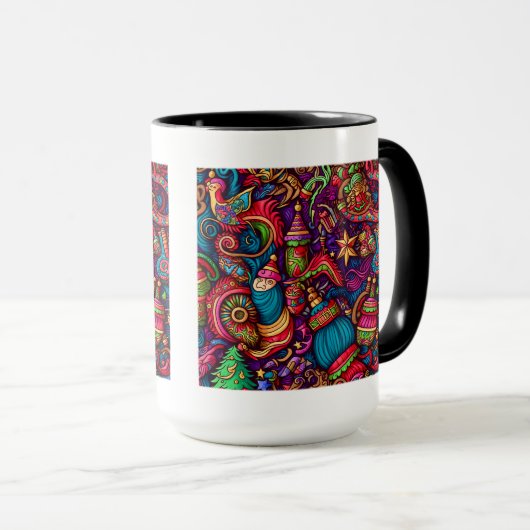 Mug Motif décorative de Noël, 15 oz (Devant droit)