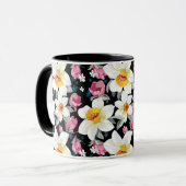 Mug Motif d'élégance avec des fleurs de narcisse (Devant gauche)