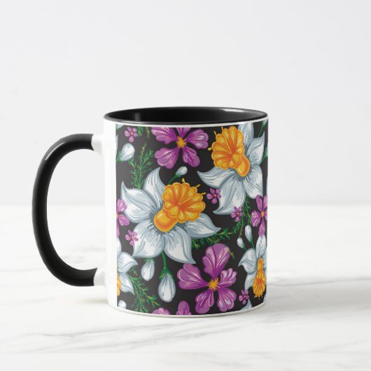 Mug Motif d'élégance avec les fleurs 2 de narcisse (Gauche)