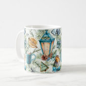 Mug Motif d'éléments de Noël à l'aquarelle sarcelle (Devant gauche)