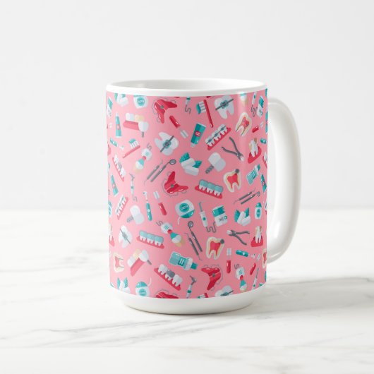 Mug Motif dentaire rose (Devant droit)
