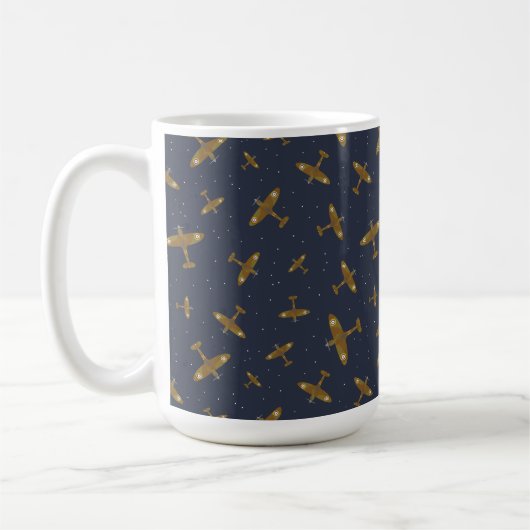 Mug Motif des avions de guerre Spitfire sur Navy Blue (Gauche)