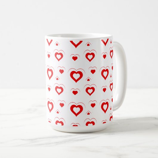 Mug Motif des Coeurs rouges et blancs G2 (Devant droit)