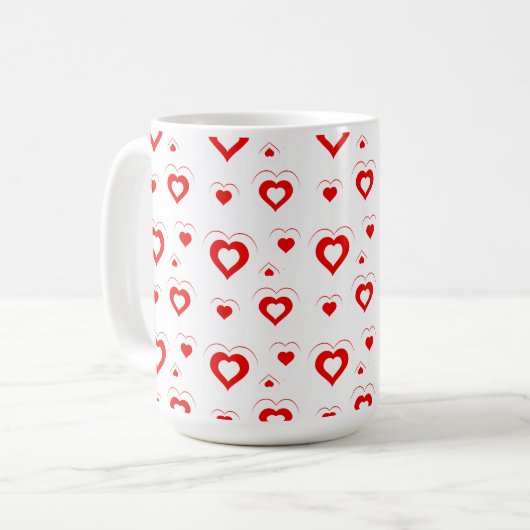 Mug Motif des Coeurs rouges et blancs G2 (Devant gauche)