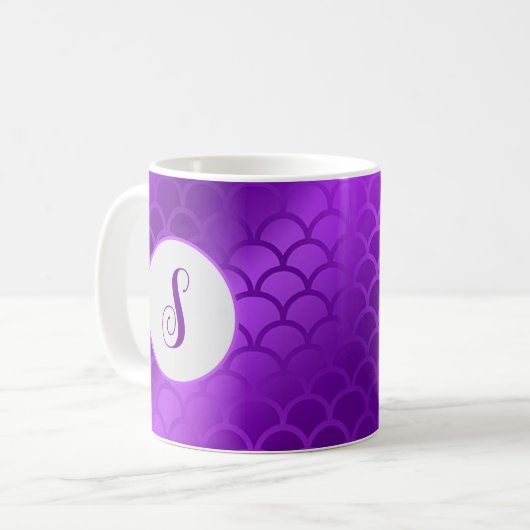 Mug Motif des échelles de sirène violet initiales pers (Devant gauche)
