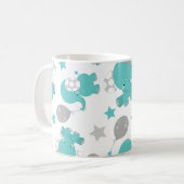 Mug Motif Des Eléphants Bleus, Étoiles, Votre Nom (Devant gauche)
