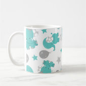 Mug Motif Des Eléphants Bleus, Étoiles, Votre Nom (Gauche)