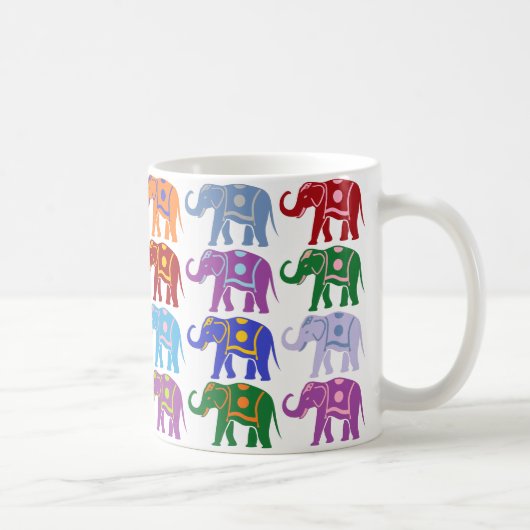 Mug Motif des éléphants décoratifs colorés (Droite)