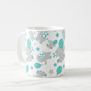 Mug Motif Des Eléphants, Eléphants Mignons - Gris Bleu