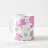Mug Motif Des Eléphants Roses, Étoiles, Votre Nom (Devant gauche)