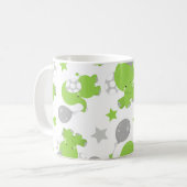Mug Motif Des Eléphants Verts, Étoiles, Votre Nom (Devant gauche)