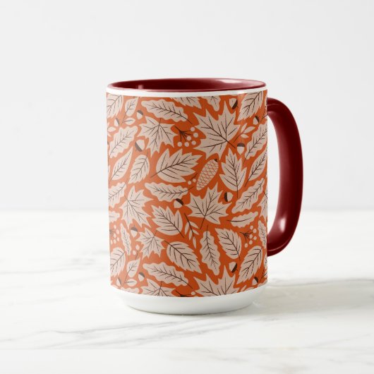 Mug Motif des feuilles d'automne et des araignées oran (Devant droit)