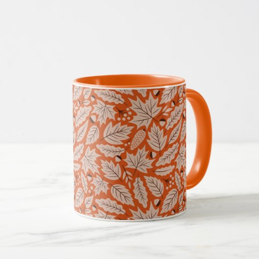 Mug Motif des feuilles d'automne et des araignées oran (Devant droit)