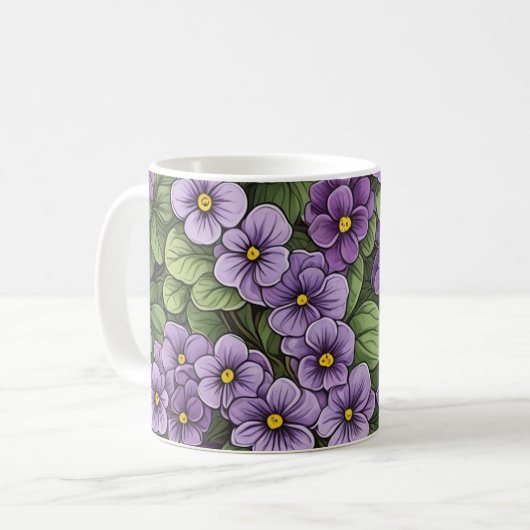 Mug Motif des fleurs de violet d'Afrique (Devant gauche)