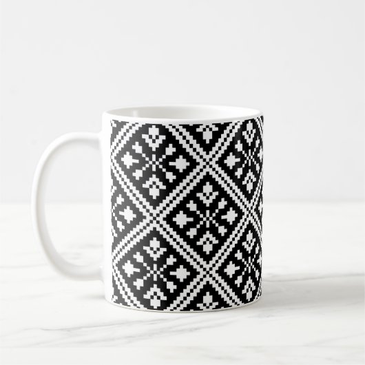 Mug Motif des flocons de neige de Noël noir et blanc (Gauche)