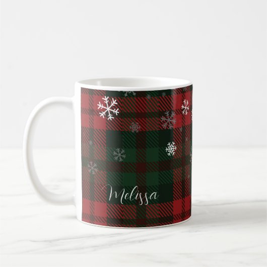 Mug Motif des flocons de neige de Noël Plaid (Gauche)