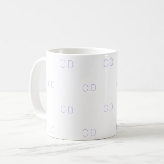 Mug Motif des initiales du monogramme violet blanc (Devant gauche)